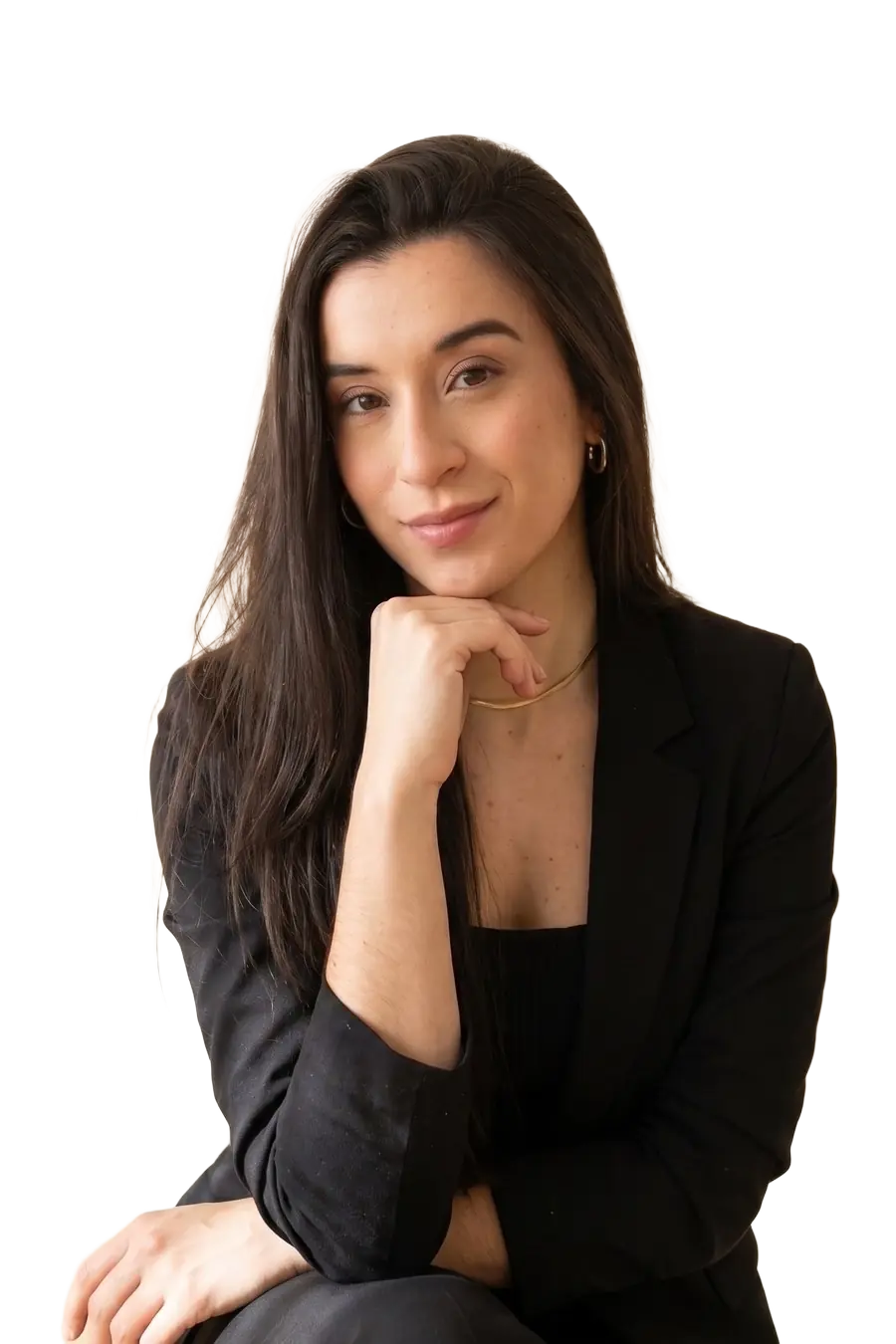 Rafaela Schumacher, nutricionista, de blazer preto