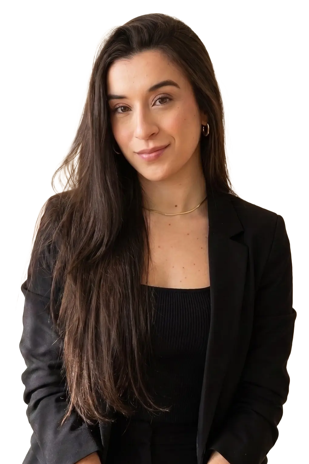 Rafaela Schumacher, nutricionista, de blazer preto